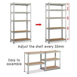 BRIEFNESS Multi-purpose Organiser 5 Tier Shelving Storage Racks Easy to Assemble Adjustable Height Workshop Storage Racks