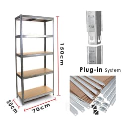 BRIEFNESS Multi-purpose Organiser 5 Tier Shelving Storage Racks Easy to Assemble Adjustable Height Workshop Storage Racks