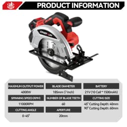 Brushless 7Inch 185mm Electric Circular Saw LED 11000RPM Cordless Adjustable Angle Woodwork Cutting Tool For Makita Battery Pin