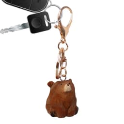 Carved Bear Keychain Wood Bear Keychain Keyring Clip Charm Bear Keychain Toys School Bag Backpack Pendant For Kid Girls Women