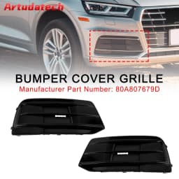 Artudatech 2PCS Front Bumper Cover Grille Bezel Insert Fit for Audi Q5 2018 2019 2020 2021 2022 Gloss Black