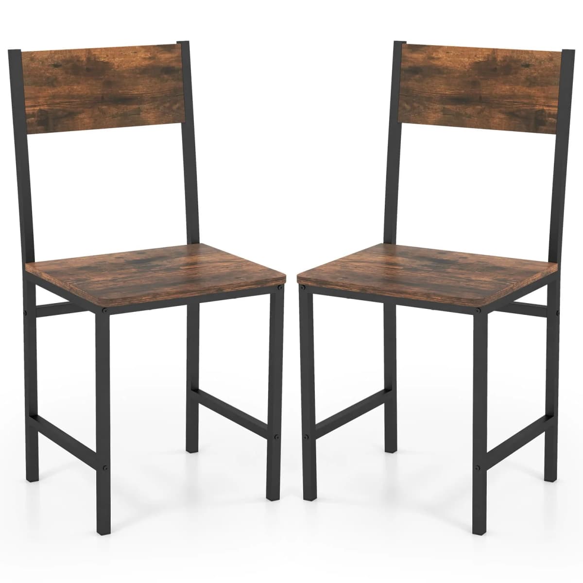 GOFLAME Set of 2 Dining Chairs Armless Dinner Chairs w/Metal Legs-Coffee
