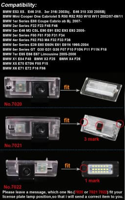 CCD HD car reverse parking camera for BMW E53 X5 E46 318 316 2003 310 330 2005 Mini Cooper One Cabriolet R50 W10
