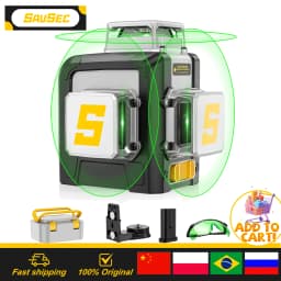 SAVSEC 12 Lines 3D Laser Level Green Beam Self-Leveling 360° Horizontal & Vertical Cross Lines Laser Tools With Lithium Battery
