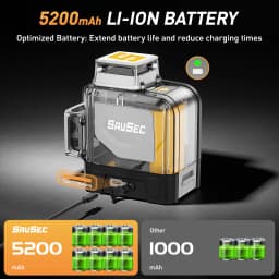 SAVSEC 12 Lines 3D Laser Level Green Beam Self-Leveling 360° Horizontal & Vertical Cross Lines Laser Tools With Lithium Battery