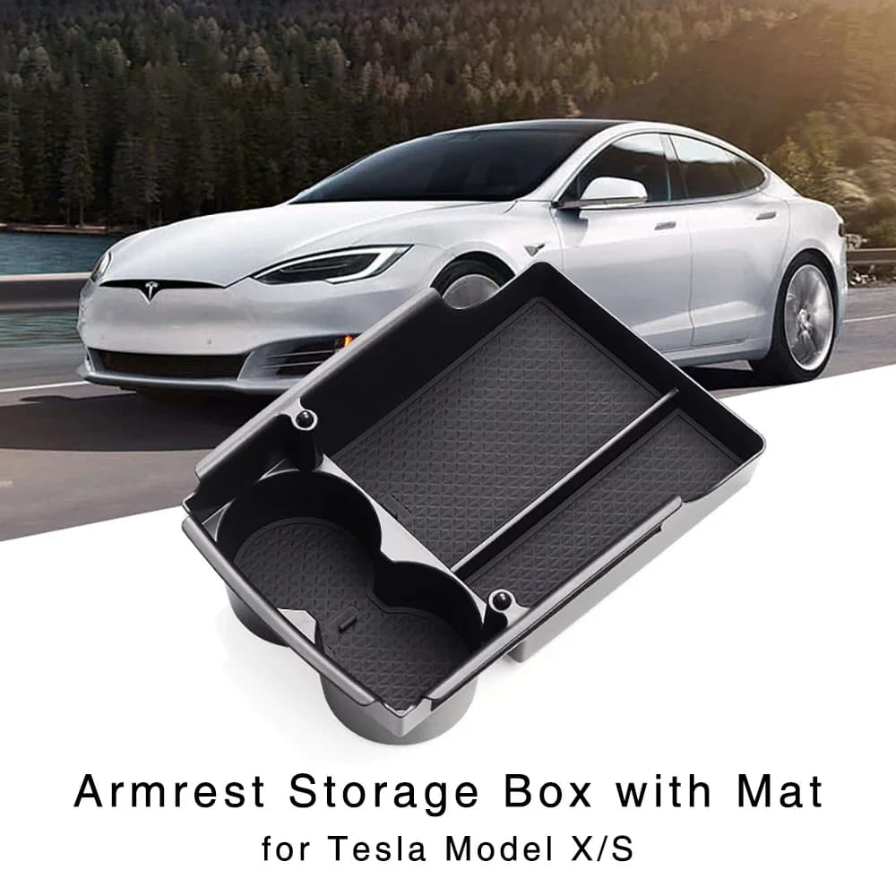 Armrest Storage Box for Tesla Model X S 2015 2016 2017 2018 2019 2020 2021 Interior Center Console Organizer Holder Tray