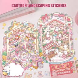 Cute Cartoon Decal Set Cute Three-dimensional Room Scenes Decal Home Decor Decals Home Decoration Stickers For Boy Girl Children