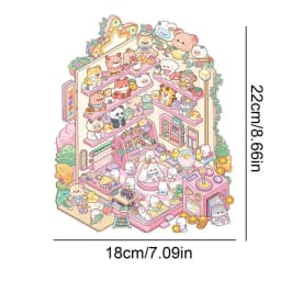 Cute Cartoon Decal Set Cute Three-dimensional Room Scenes Decal Home Decor Decals Home Decoration Stickers For Boy Girl Children