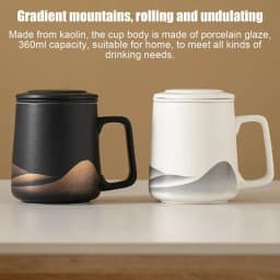 Tea Cup With Infuser And Lid 360ml Tea Steeper Cup Matte Ceramic Hand-Painted Black Glaze Filter Tea Kettle For Men Women Tea