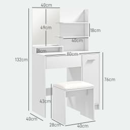 HOMCOM Dressing Table with Mirror and Stool, Makeup Desk for Bedroom, White