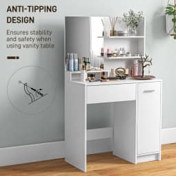 HOMCOM Dressing Table with Mirror and Stool, Makeup Desk for Bedroom, White
