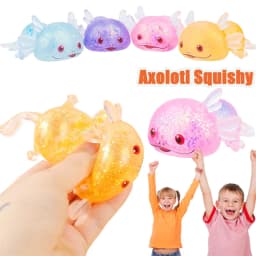1/4PCS Squishy Stress Glitter Axolotl for Kids Adult Sugar Ball Stress Relief Birthday Party Favors Gift Easter Basket Filler
