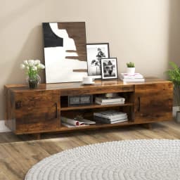GOFLAME 152 cm Entertain Center TV Stand for TVs up to 70 Inches-Brown