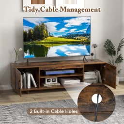 GOFLAME 152 cm Entertain Center TV Stand for TVs up to 70 Inches-Brown