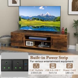 GOFLAME 152 cm Entertain Center TV Stand for TVs up to 70 Inches-Brown