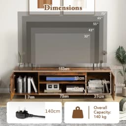 GOFLAME 152 cm Entertain Center TV Stand for TVs up to 70 Inches-Brown