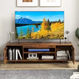GOFLAME 152 cm Entertain Center TV Stand for TVs up to 70 Inches-Brown