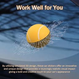 3D Ball Design Prank Tricky Broken Glass Sticker Funny Baseball Golf Ball Waterproof Car Decal Window Sticker Decoration