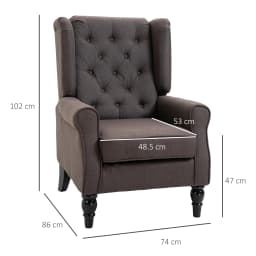 HOMCOM Accent Armchair Home Furniture Retro Tufted Club Wood Fabric