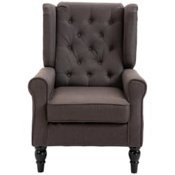 HOMCOM Accent Armchair Home Furniture Retro Tufted Club Wood Fabric