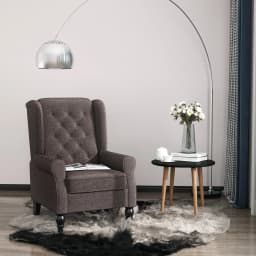 HOMCOM Accent Armchair Home Furniture Retro Tufted Club Wood Fabric