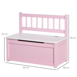 HOMCOM 2 In 1 Wooden Toy Box, Kids Seat Bench Storage Chest Cabinet Organiser w/ Safety Pneumatic Rod, 60 x 30 x 50cm