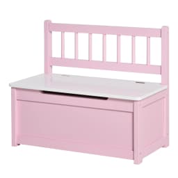 HOMCOM 2 In 1 Wooden Toy Box, Kids Seat Bench Storage Chest Cabinet Organiser w/ Safety Pneumatic Rod, 60 x 30 x 50cm
