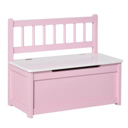 HOMCOM 2 In 1 Wooden Toy Box, Kids Seat Bench Storage Chest Cabinet Organiser w/ Safety Pneumatic Rod, 60 x 30 x 50cm