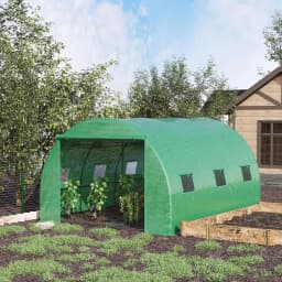 Walk-In Tunnel Greenhouse W/ Pe Cover, Zipper Door & Roll up Window, Green