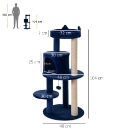 PawHut 4 Tiers 104cm Cat Tree w/ Scratching Posts Perches Hanging Ball