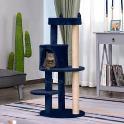 PawHut 4 Tiers 104cm Cat Tree w/ Scratching Posts Perches Hanging Ball