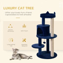 PawHut 4 Tiers 104cm Cat Tree w/ Scratching Posts Perches Hanging Ball