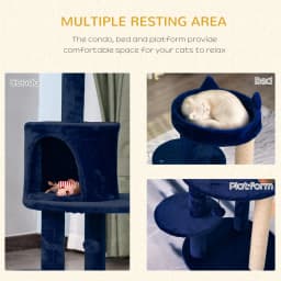 PawHut 4 Tiers 104cm Cat Tree w/ Scratching Posts Perches Hanging Ball