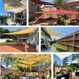 2Pack Sun Shade Sail Waterproof Triangle UV Block PES Sun Shelter Awnings for Garden Patio Sunscreen Canopy Sunsail w/ Free Rope