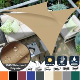 2Pack Sun Shade Sail Waterproof Triangle UV Block PES Sun Shelter Awnings for Garden Patio Sunscreen Canopy Sunsail w/ Free Rope