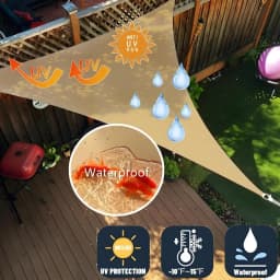 2Pack Sun Shade Sail Waterproof Triangle UV Block PES Sun Shelter Awnings for Garden Patio Sunscreen Canopy Sunsail w/ Free Rope