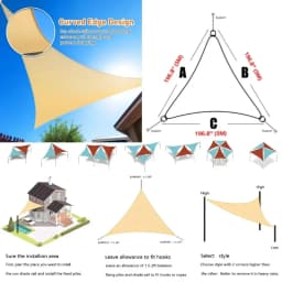 2Pack Sun Shade Sail Waterproof Triangle UV Block PES Sun Shelter Awnings for Garden Patio Sunscreen Canopy Sunsail w/ Free Rope