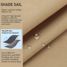 2Pack Sun Shade Sail Waterproof Triangle UV Block PES Sun Shelter Awnings for Garden Patio Sunscreen Canopy Sunsail w/ Free Rope