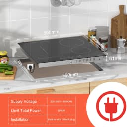 Karinear 4-Burner Induction Hob, 60cm Induction Hob Electric 3500W, Flex Zone, Plug-in Hob, 9 Power, Booster, Timer, 220V Plug