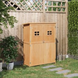 Wooden Garden Shed Tool Storage Cabinet Organizer Double Door Shelf 5ft 2 Colors