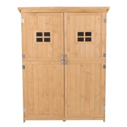 Wooden Garden Shed Tool Storage Cabinet Organizer Double Door Shelf 5ft 2 Colors