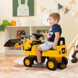 DORTALA Kids Ride-on Excavator Construction Bulldozer Truck Toddlers Sliding Toy Car