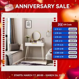 HOMCOM Modern Dressing Table w/ 2 Drawers Round Mirror for Bedroom White