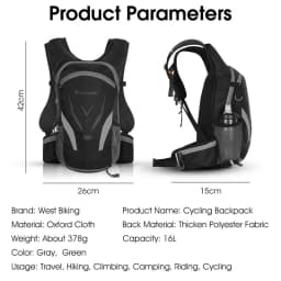 WEST BIKING 16L Cycling Backpack Waterproof Ultralight Bicycle Bag Outdoor Mountaineering Hiking Travel Bike Hydration Backpack