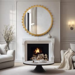 【Lifeideas】Vintage Gold wall Mirror Dressing Table Bathroom Mirror Makeup Bedroom Frame quality standing home decor items