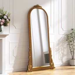 【Lifeideas】Vintage Gold wall Mirror Dressing Table Bathroom Mirror Makeup Bedroom Frame quality standing home decor items