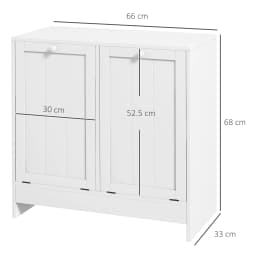 kleankin Tilt-out Laundry Storage Cabinet with 2 Compartment Hampers, White
