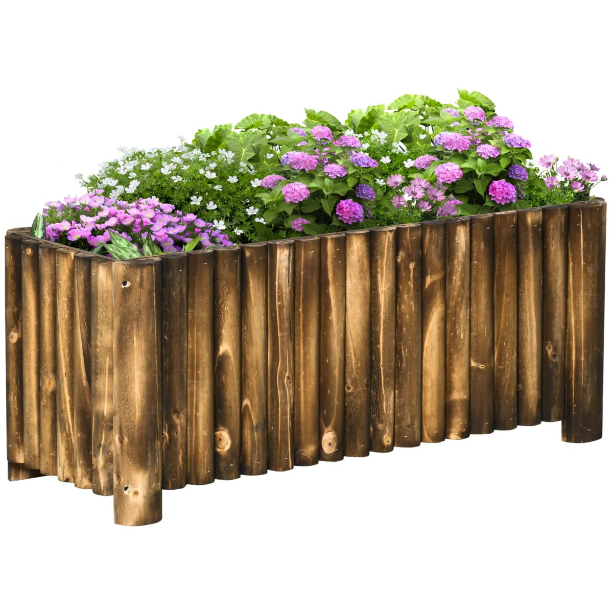 Raised Flower Bed Wooden Rectangular Planter Container Box Herb Pot 4 Feet