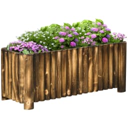 Raised Flower Bed Wooden Rectangular Planter Container Box Herb Pot 4 Feet
