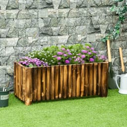 Raised Flower Bed Wooden Rectangular Planter Container Box Herb Pot 4 Feet
